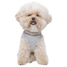 TUSTUS 狗狗條紋無袖T恤, 白色, 1個