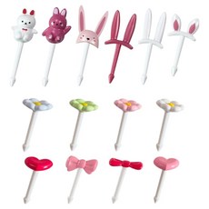 Cuteme 緞帶花朵造型籤8款 MP305 + 兔子造型籤6款 MP092(B042) 套組, 1套