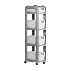 STYLE 格調 多功能活動式收納推車 RA-064-GR 4層, 灰白色 - 活動滑輪設計，可拆卸收納籃, 1組, 37 x 25 x 112.5cm