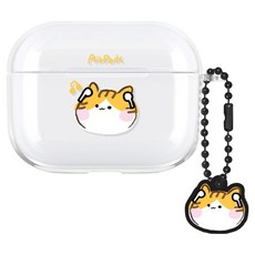 LOWWIN AirPods Pro 2 透明果凍保護殼 + 鑰匙圈組合, 音樂貓, 1個