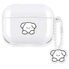 LOWWIN AirPods Pro 2 透明果凍保護殼 + 鑰匙圈組合, 探頭狗狗, 1個