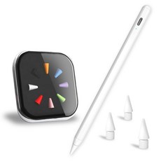 셀리코 실크펜슬 V2 아이패드 호환 스타일러스 터치펜 + 실리콘 보호팁 + 펜촉 3개입, 1세트, 화이트+ 실리콘 보호팁 8개 혼합색상