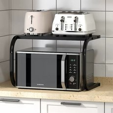 ReadyBox 簡約圓角微波爐架, 1個, 黑色