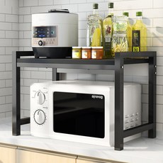 레디박스 공간활용 슬림 전자레인지 선반, 블랙, 2단