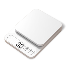 小麥購物 廚房電子秤 附量杯 托盤 USB充電線 蛋清分離器 精準測量 烘焙料理, 3kg, C576, 白色