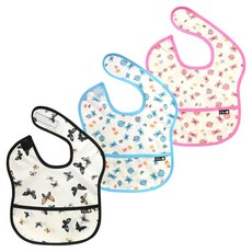 plie 幼兒用防水副食品圍兜 多功能包 3件組, 1組, 蝴蝶+藍色金龜子+粉色金龜子