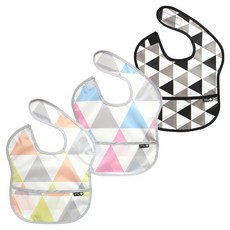 plie 幼兒用防水副食品圍兜 多功能包 3件組, 1組, 檸檬黃三角形+粉色三角形+黑色三角形