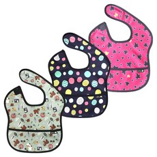 plie 幼兒用防水副食品圍兜 多功能包 3件組, 1組, 熊與鴨子+不規則圓點+不規則星星
