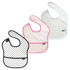 plie 幼兒用防水副食品圍兜 多功能包 3件組, 1組, 海軍藍愛心+粉色愛心+天空藍愛心