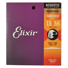 Elixir NANOWEB 磷青銅 中張力 民謠吉他弦, 單一顏色, 1個, 16102