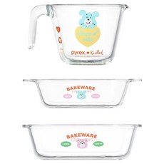 파이렉스 노티드 계량컵 250ml + 디쉬 직 580ml + 정 1.2L 세트, 투명, 1세트