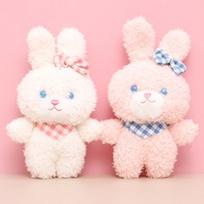 아이끌레 스카프 아기토끼 봉제인형 키링 2종 세트, 12cm, 화이트, 핑크, 1세트