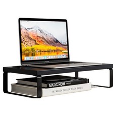 썸즈마인 모던 모니터 받침대 30 x 20 x 8 cm, 블랙 + 블랙다리