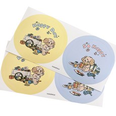 HANZPICK 4D 圓形貼紙 可愛環形貼紙 2款 x 30張 組合, 1套, 混合顏色