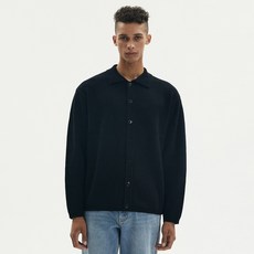 TNGT 男款半寬鬆羊絨混紡彩色開襟衫 TNSW3F100BK