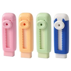 모디안 귀여운 커터칼 모양 지우개 2.5 x 8 cm 4종 세트, 혼합색상, 1세트