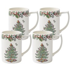 스포드 포트메리온 크리스마스트리 리스 머그 340ml, 혼합색상, 4개