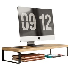 썸즈마인 모던 모니터 받침대 50 x 20 x 8 cm, 원목 + 블랙다리