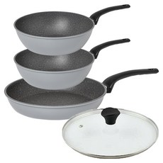 퀸센스 후라이팬 3종세트, 그레이, 1세트, 24cm후라이팬+28cm궁중팬+28cm궁중팬+28cm유리뚜껑
