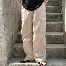 앤드스타일 남녀공용 릭스 파라슈트 스트링 카고 와이드 팬츠 262926