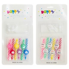 Mii Mii Party 生日快樂愛心蠟燭 蛋糕蠟燭 2件組, 1套, 條紋