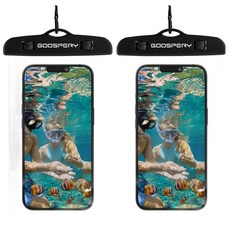 구스페리 컬러 물놀이 휴대폰 방수팩, 블랙, 2개