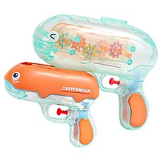 별님토이즈 2in1 쌍쌍건 귀여운 커플 쌍둥이 물총 세트, 투명 고래 민트, 1세트