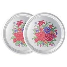 復古圓形鋁製花朵餐盤 2入組, 1套, 混合色