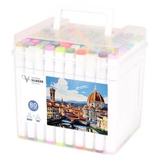 凡戴克 雙頭彩色麥克筆 80色 + 收納盒組合, 1套