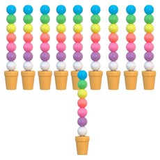 朝鮮文具花盆積木色鉛筆, 10個, 7色