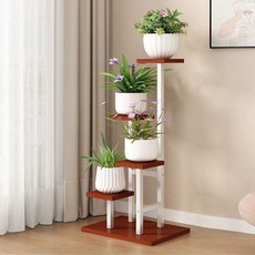 썸즈마인 層架花盆整理架, 白色框架 櫻桃木板, 5層