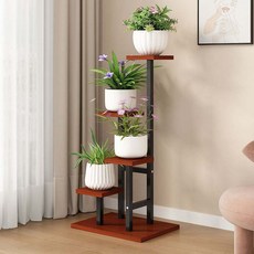 썸즈마인 層架花盆整理架, 黑色框架 櫻桃木板, 5層