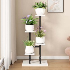 썸즈마인 層架花盆整理架, 黑色框架 白色板, 5層