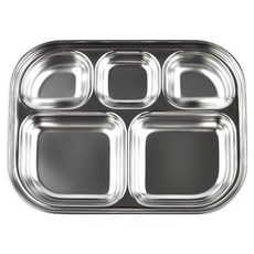 不鏽鋼 304 迷你 5格 分隔餐盤, 銀色, 1個