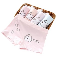 JOYMULTI 女童幸運貓咪平口內褲5件組