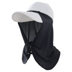 peggynco 運動防紫外線帽圍巾 遮陽帽, 黑色, 1個