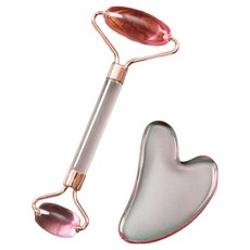 前途光明 臉部身體按摩滾輪 + 刮痧板, 1套, 透明粉色