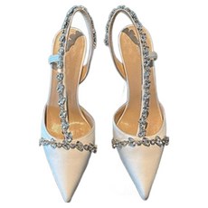 페이퍼먼츠 주얼리 큐빅라인 스틸레토 슬링백 샌들 7.5cm 10124