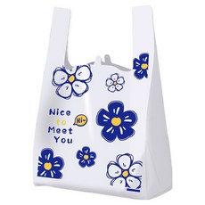 INP 雙提把塑膠袋 藍色花朵 中 24 x 38 x 12 cm, 100個