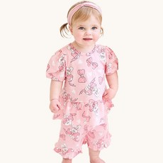 mollimelli friends 女童透氣蝴蝶結兔子荷葉邊睡衣套裝