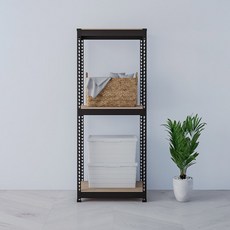 스피드랙 무볼트 조립식 철제 앵글 선반, 블랙, 3단