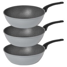 Queensense 宮廷炒鍋 3入, 灰色, 宮廷炒鍋 28cm (3入), 1套