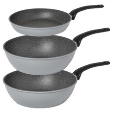 interCOOK Queen Sense日常平底鍋組 3個, 灰色, 煎鍋24cm+宮廷鍋28cm+宮廷鍋28cm, 1組