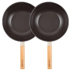 interCOOK 電磁爐 Forest 平底鍋 2件組, 中式炒鍋 24cm + 中式炒鍋 24cm, 1套, 米色