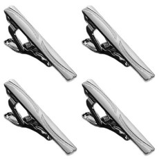 Allode 高級黑色線條領帶夾4入