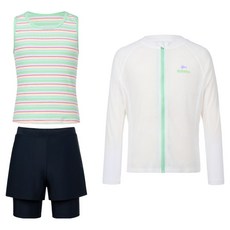 renoma kids 女童條紋Tankini防曬泳衣 上衣 + 下身 + 背心組 RN-GS2F523