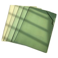 Ganjilife 漸層大容量L型文件夾5件組, 1套, 綠色