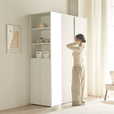 스칸디아 모어빅 키큰 전신거울 선반장 2100 선반 400 + 거울 좌측형 세트 방문설치, 화이트