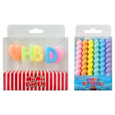 Mii Mii Party Happy Birthday字母生日胖胖捲捲蛋糕蠟燭2入組, 1套, 粉彩