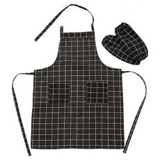 Titan 多用途帆布格紋圍裙 + 袖套 2件組, 黑色格紋
